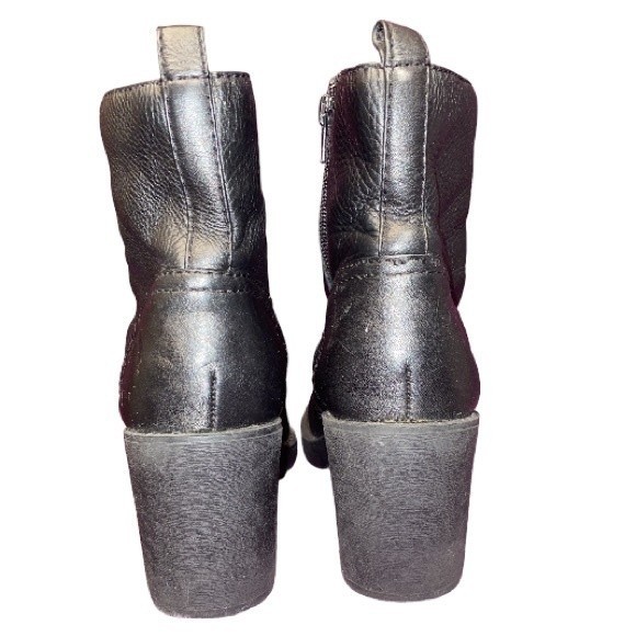 Vintage Y2K Ankle Boots Chunky Heels Black Leather Planet 814619 size 7.5 - Picture 3 of 14